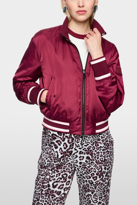 Marc Cain Sports Maroon and Leopard Print Reversible Bomber Jacket AS31.02 W06