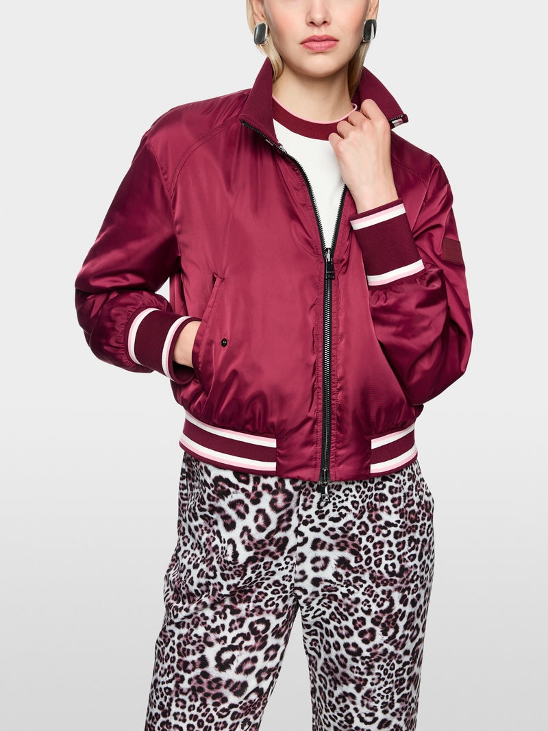 Marc Cain Sports Maroon and Leopard Print Reversible Bomber Jacket AS31.02 W06