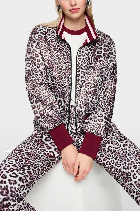 Marc Cain Sports Maroon and Leopard Print Reversible Bomber Jacket AS31.02 W06