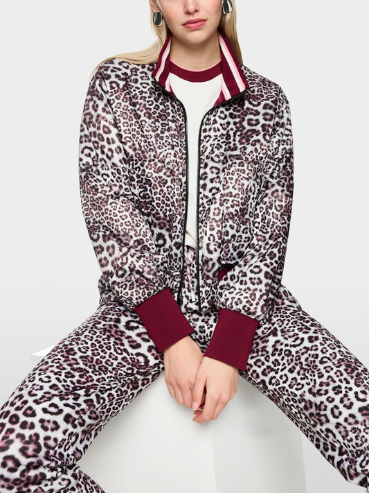 Marc Cain Sports Maroon and Leopard Print Reversible Bomber Jacket AS31.02 W06