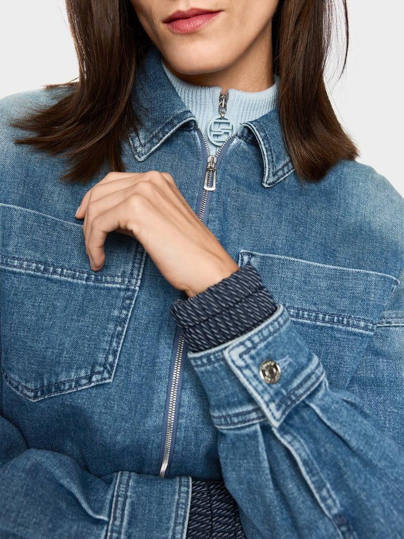 Marc Cain Sports Blue Short Denim Jacket with Zip