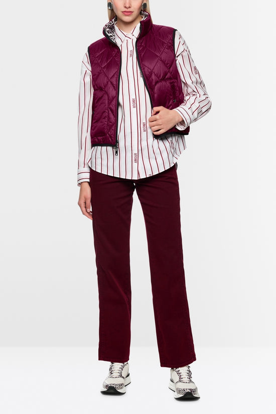 Marc Cain Sports Maroon and Animal Print Reversible Zip Gilet AS37.02 W24