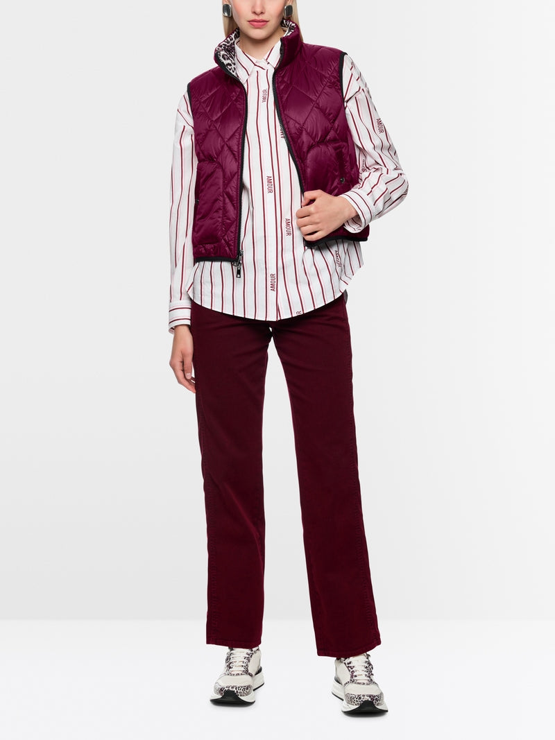 Marc Cain Sports Maroon and Animal Print Reversible Zip Gilet AS37.02 W24