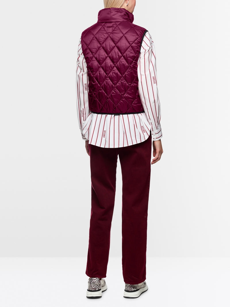 Marc Cain Sports Maroon and Animal Print Reversible Zip Gilet AS37.02 W24