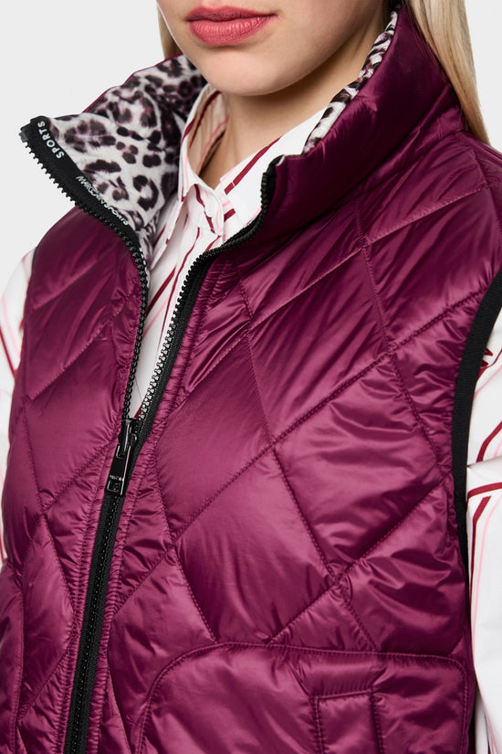 Marc Cain Sports Maroon and Animal Print Reversible Zip Gilet AS37.02 W24