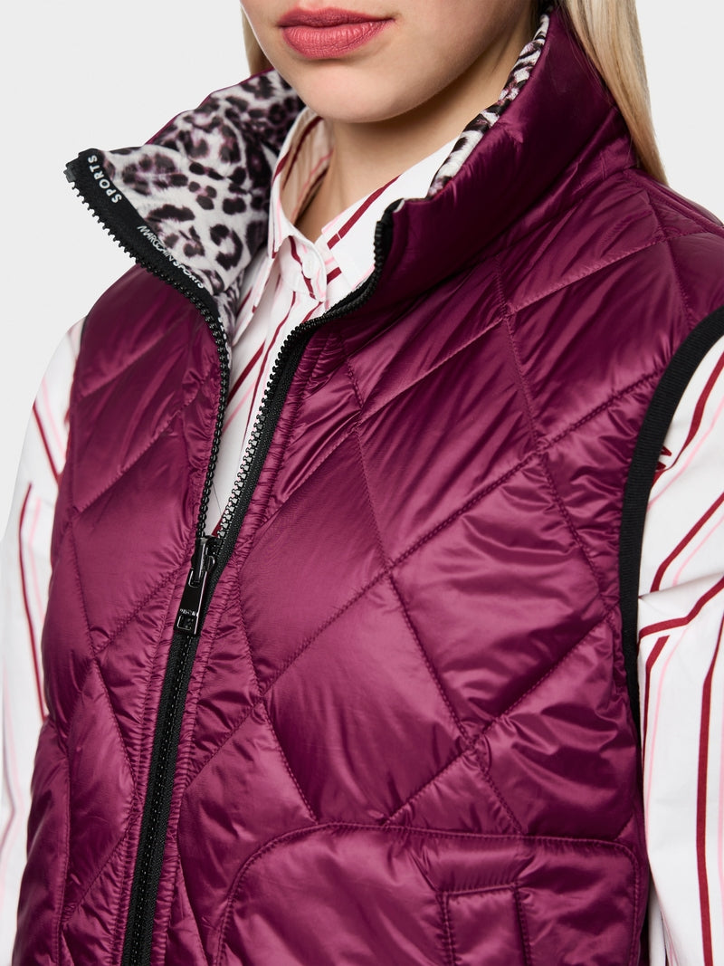 Marc Cain Sports Maroon and Animal Print Reversible Zip Gilet AS37.02 W24