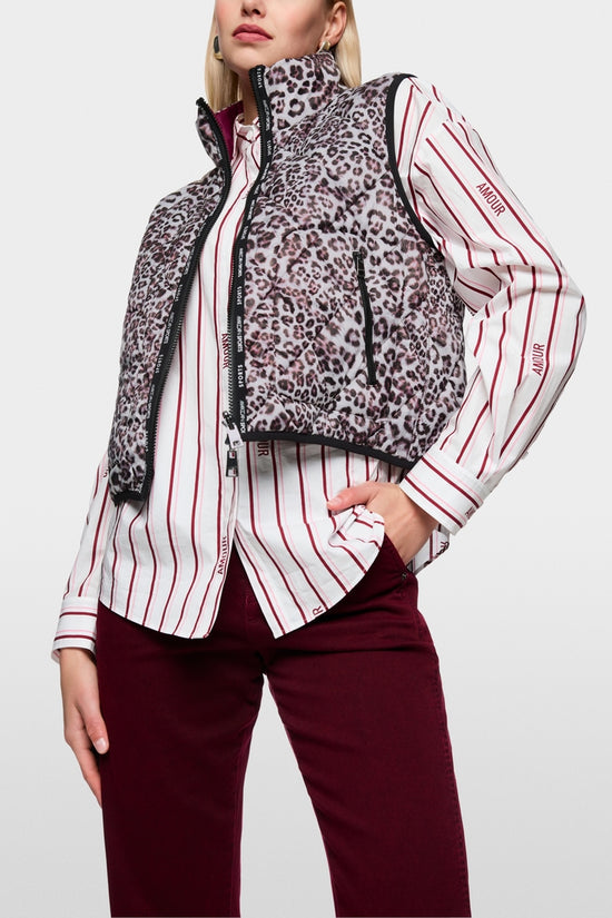 Marc Cain Sports Maroon and Animal Print Reversible Zip Gilet AS37.02 W24