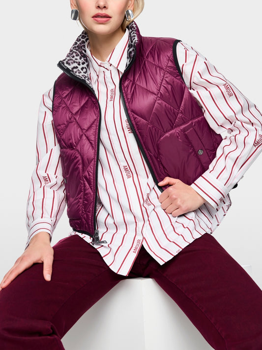 Marc Cain Sports Maroon and Animal Print Reversible Zip Gilet AS37.02 W24
