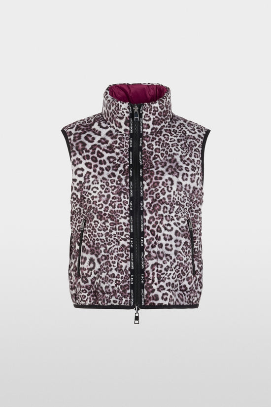 Marc Cain Sports Maroon and Animal Print Reversible Zip Gilet AS37.02 W24