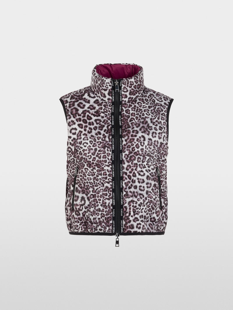 Marc Cain Sports Maroon and Animal Print Reversible Zip Gilet AS37.02 W24
