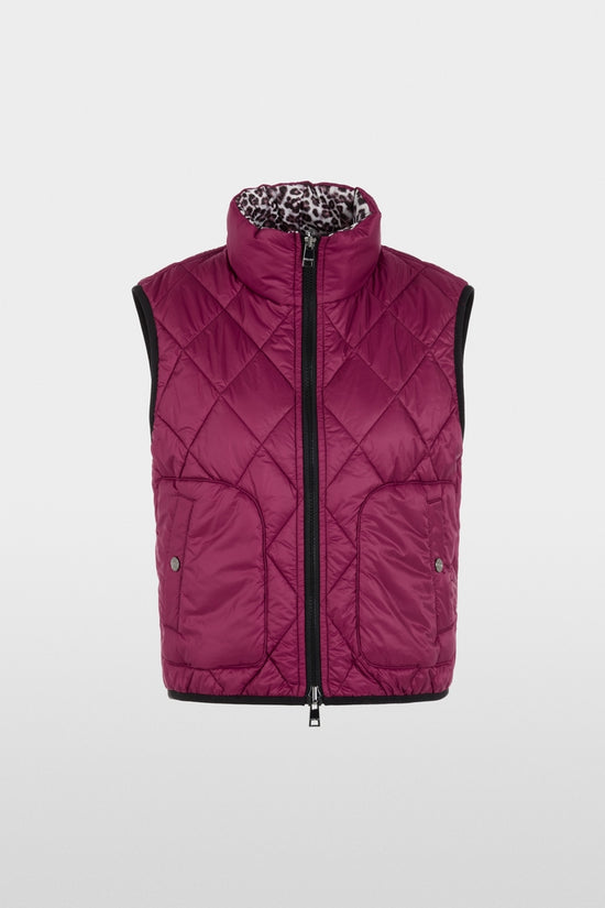 Marc Cain Sports Maroon and Animal Print Reversible Zip Gilet AS37.02 W24