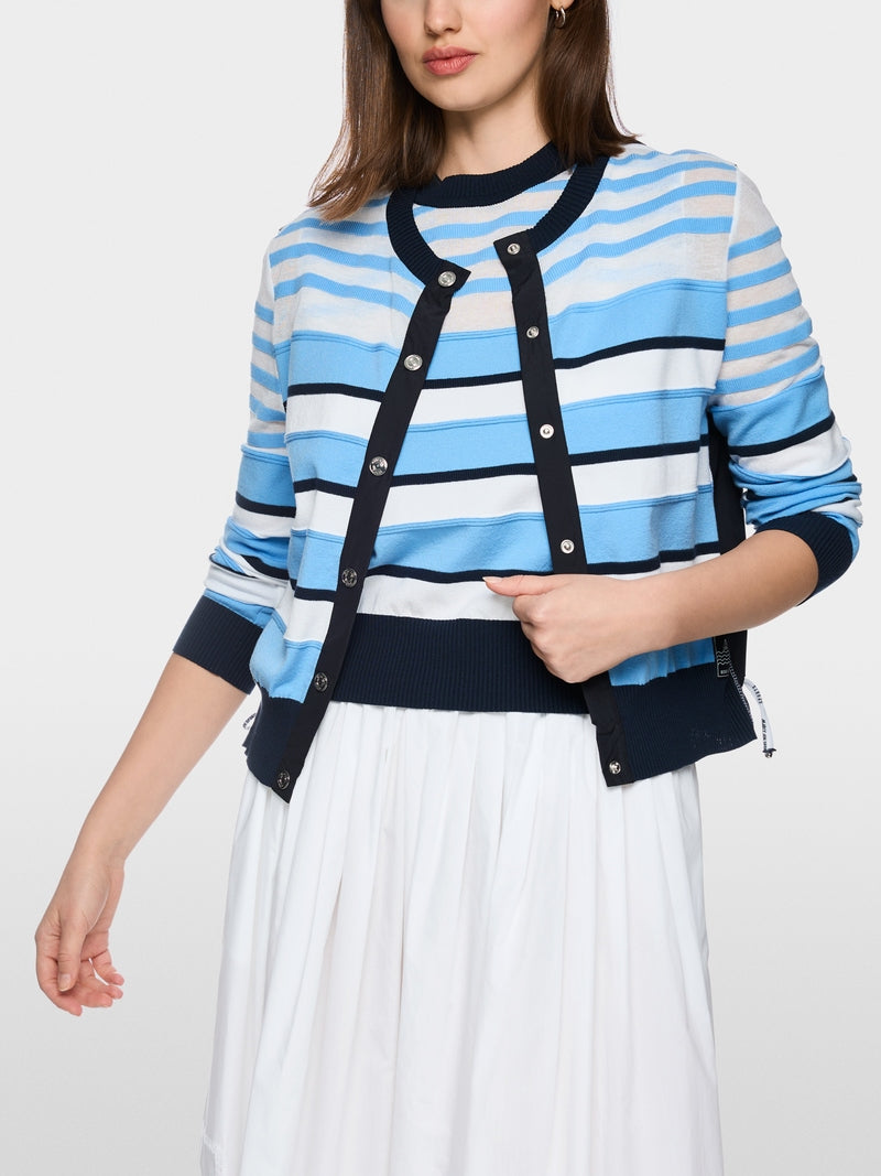 Marc Cain Sports Blue Nautical Striped Round Neck Cardigan AS39.16