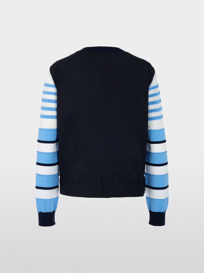 Marc Cain Sports Blue Nautical Striped Round Neck Cardigan