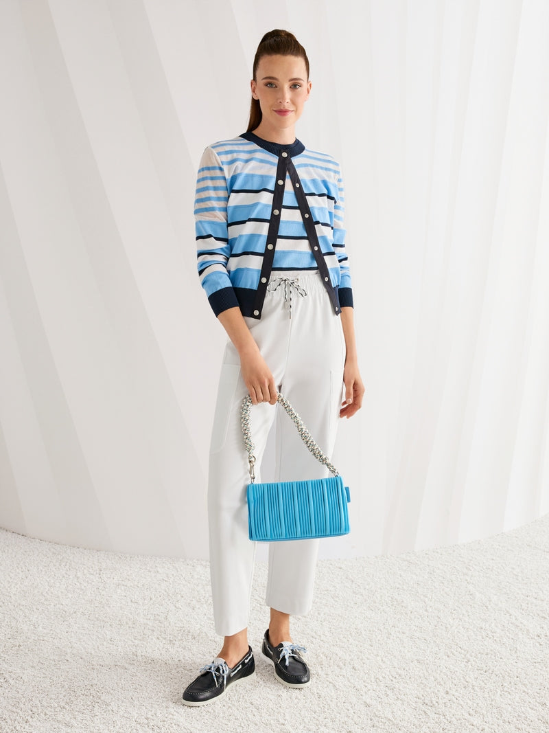 Marc Cain Sports Blue Nautical Striped Round Neck Cardigan