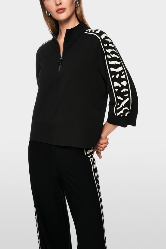 Marc Cain Sports Black 1/4 Zip Loose Fit Top AS41.09 M09