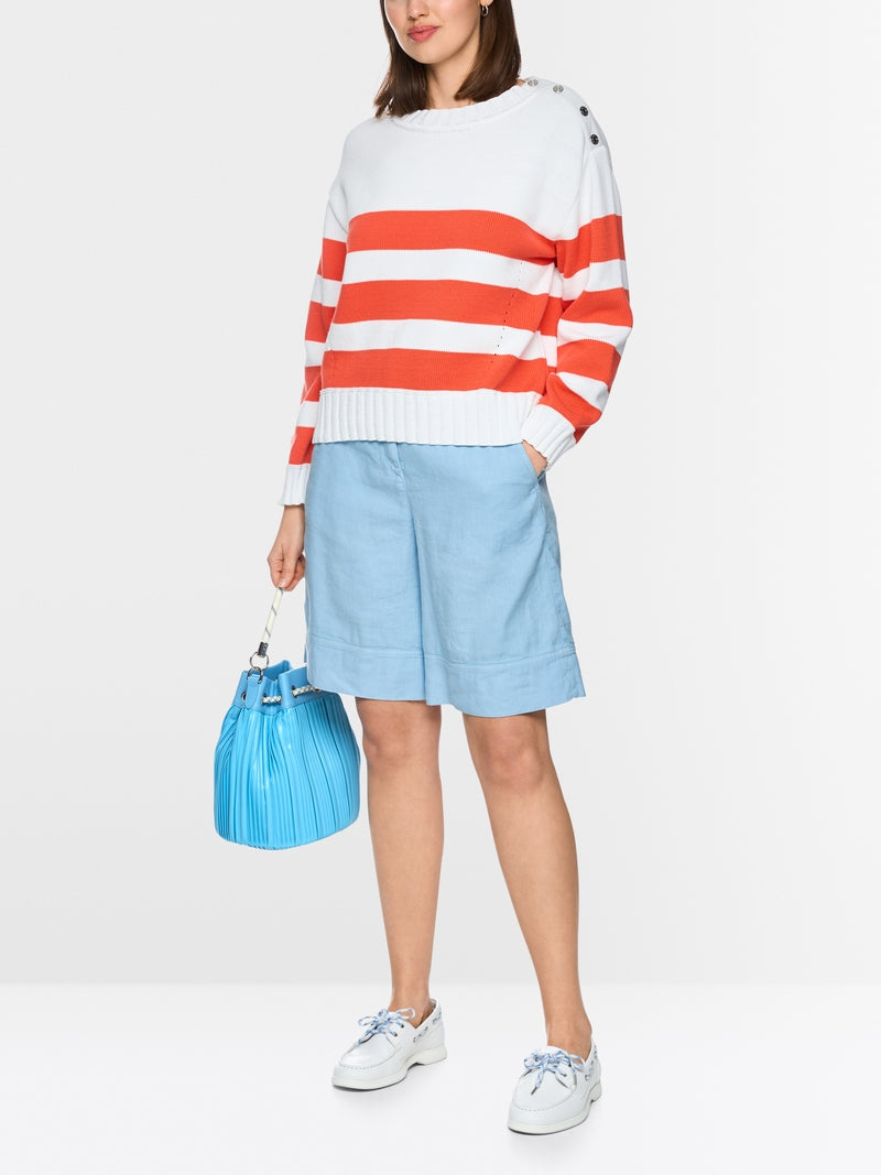 Marc Cain Sports Tomato Striped Boxy Cut Crew neck Sweater