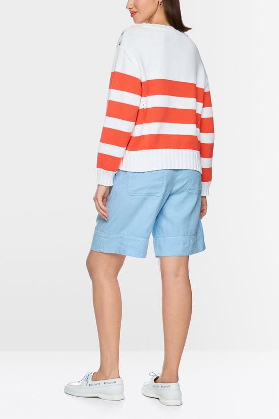 Marc Cain Sports Tomato Striped Boxy Cut Crew neck Sweater