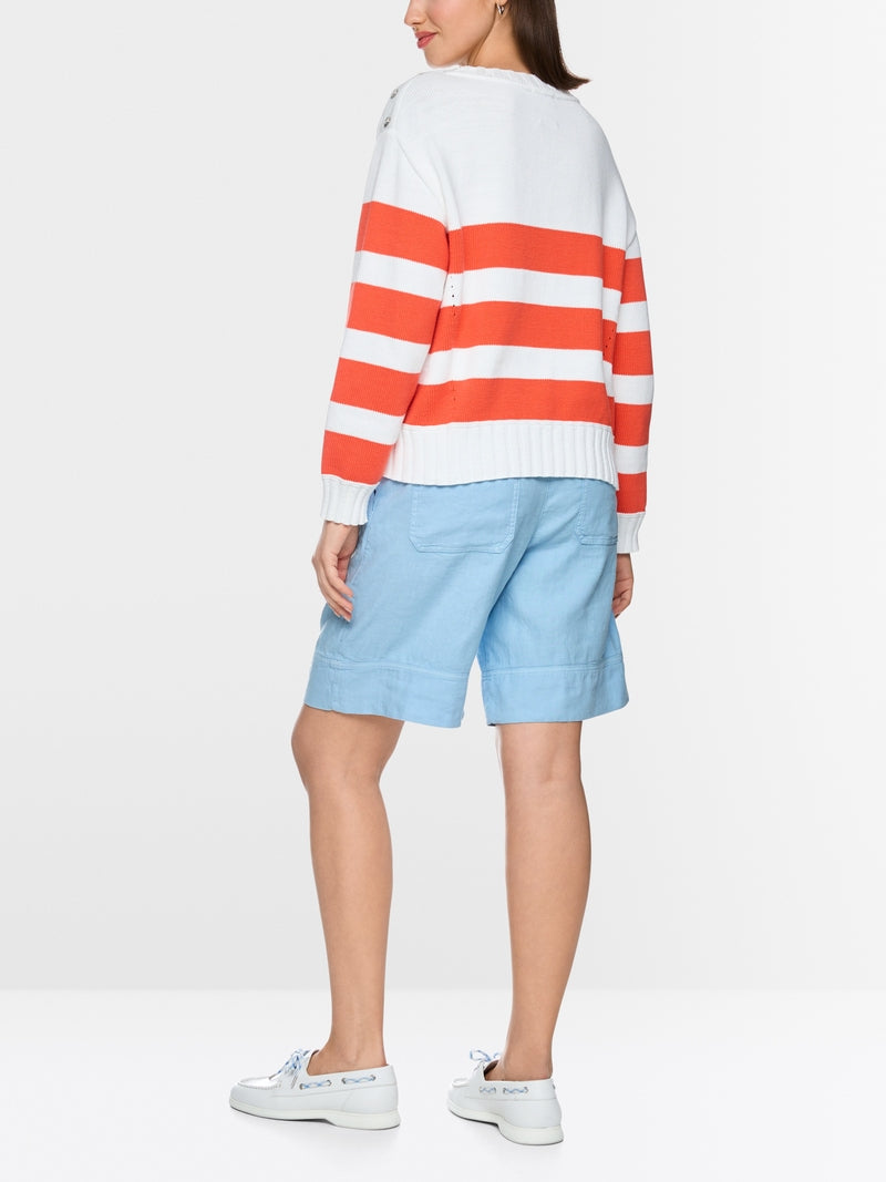 Marc Cain Sports Tomato Striped Boxy Cut Crew neck Sweater