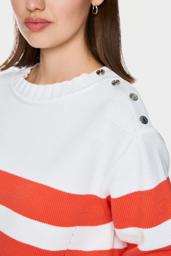 Marc Cain Sports Tomato Striped Boxy Cut Crew neck Sweater