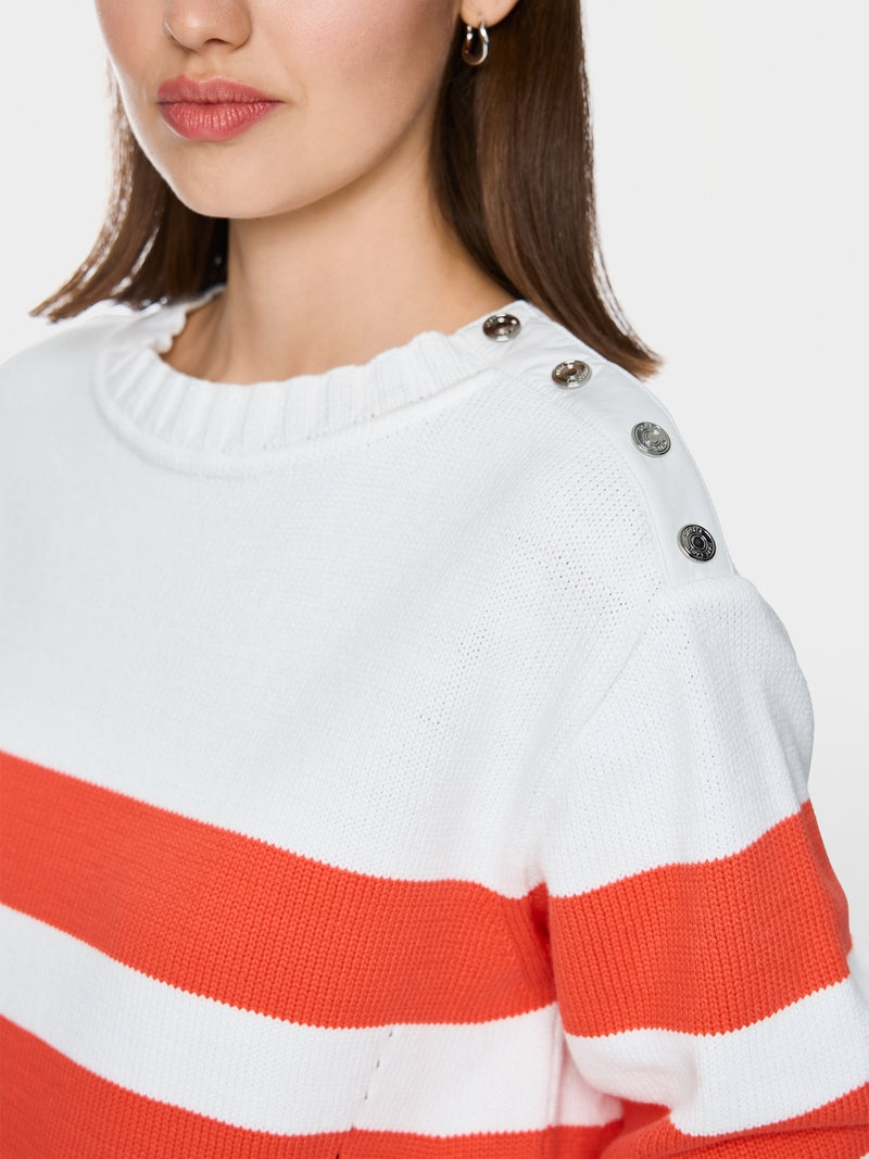 Marc Cain Sports Tomato Striped Boxy Cut Crew neck Sweater