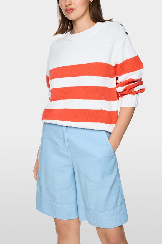 Marc Cain Sports Tomato Striped Boxy Cut Crew neck Sweater