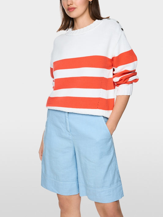 Marc Cain Sports Tomato Striped Boxy Cut Crew neck Sweater