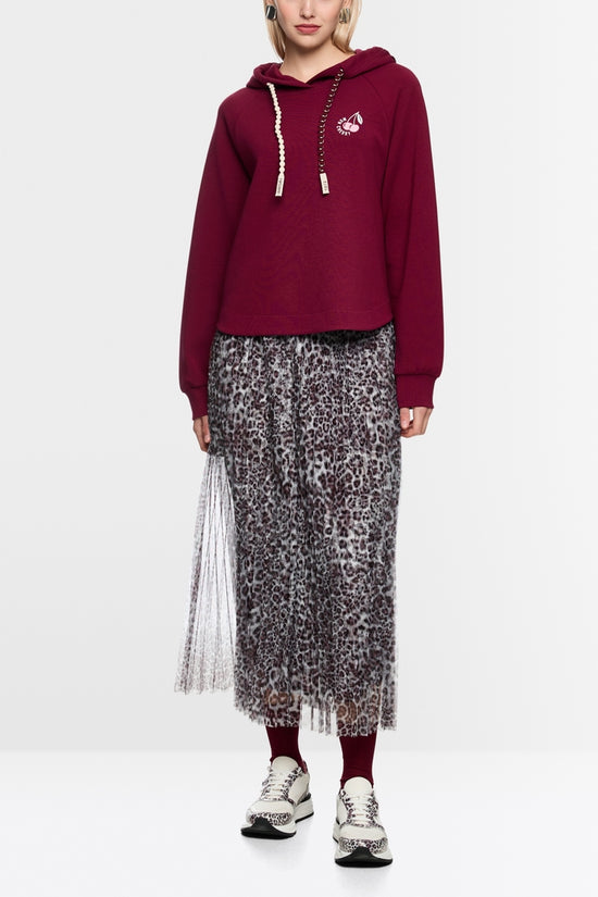 Marc Cain Sports Maroon Hooded Long Sleeve Sweatshirt