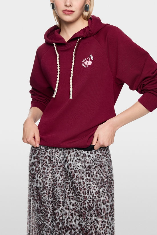 Marc Cain Sports Maroon Hooded Long Sleeve Sweatshirt
