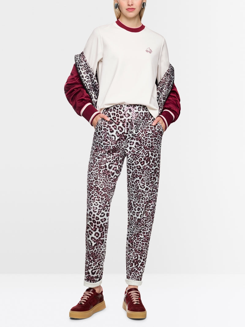 Marc Cain Sports Off White Classic Crew Neck T-Shirt with Cherry Detail AS48.03 J54