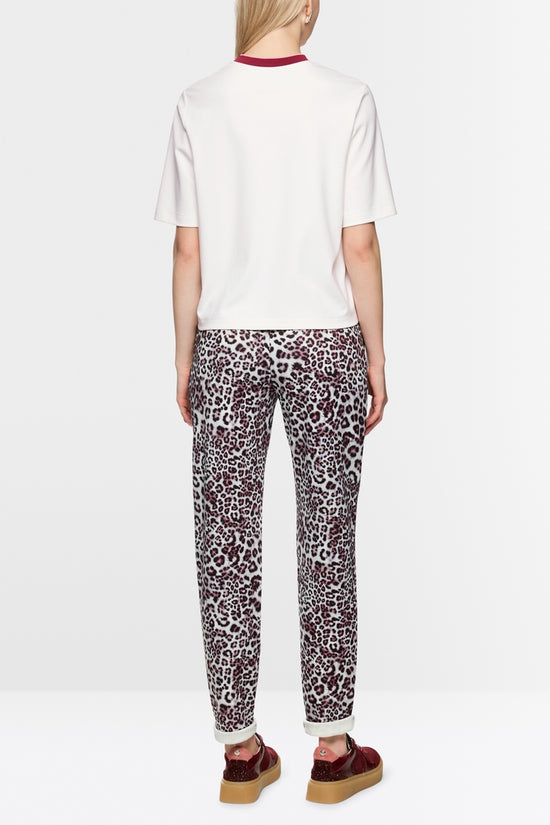 Marc Cain Sports Off White Classic Crew Neck T-Shirt with Cherry Detail AS48.03 J54