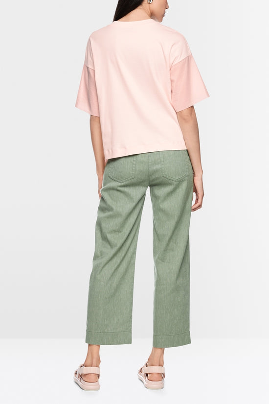 Marc Cain Sports Rose Pink Short Sleeve T-Shirt with Ruffle Trims