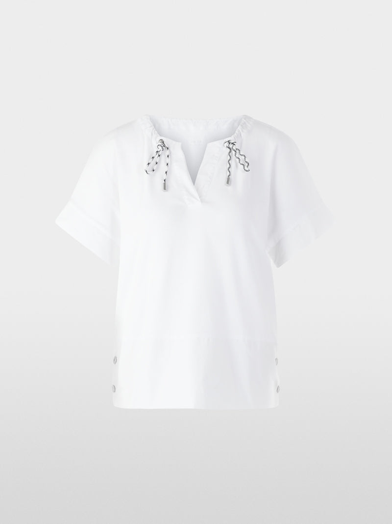 Marc Cain Sports White Short Sleeved Drawstring Cord Neckline T-Shirt