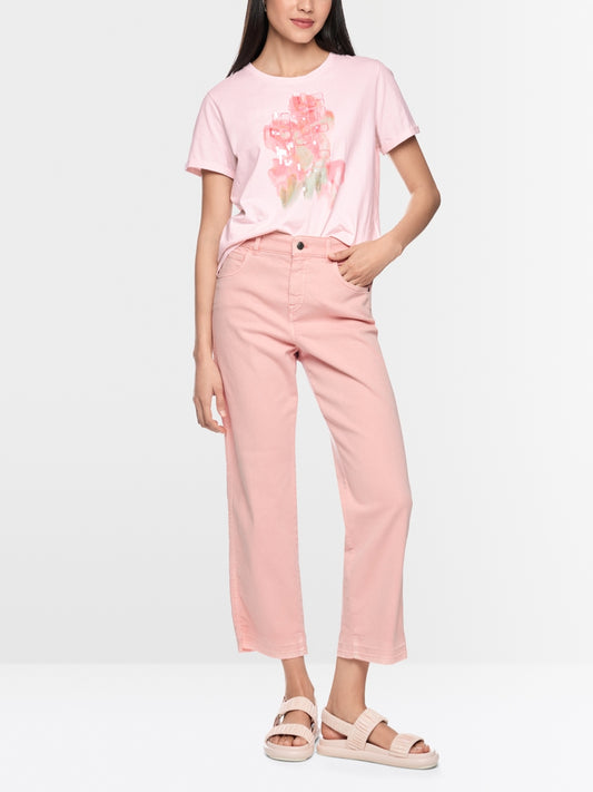 Marc Cain Sports Rosewater Short Sleeve Cotton T-shirt with Appliqué AS48.56 J62