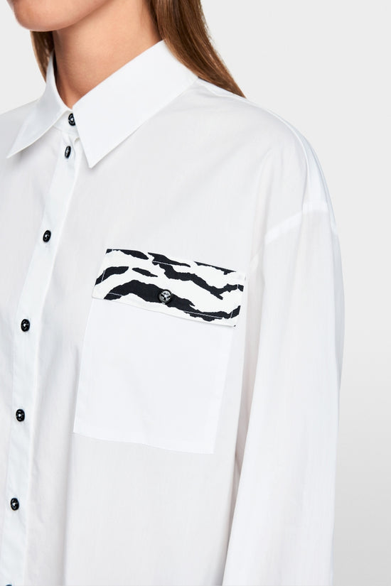 Marc Cain Sports White Classic Loose Cut Long Sleeve Shirt AS51.09 W81