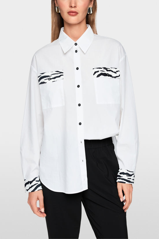 Marc Cain Sports White Classic Loose Cut Long Sleeve Shirt AS51.09 W81