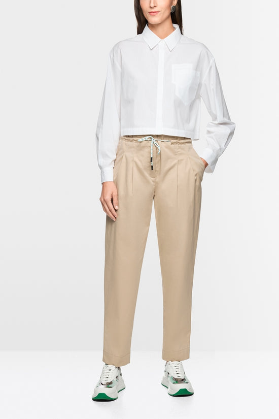 Marc Cain Sports White Short Loose Fit Cotton Blouse