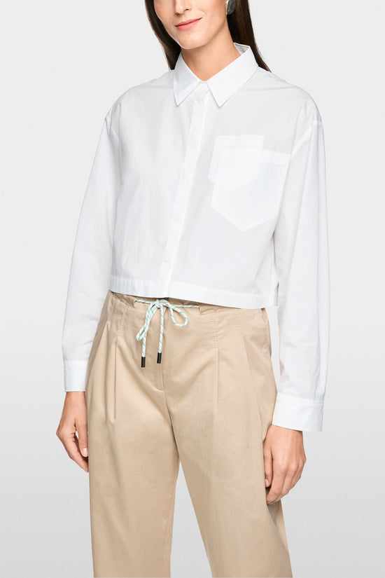 Marc Cain Sports White Short Loose Fit Cotton Blouse