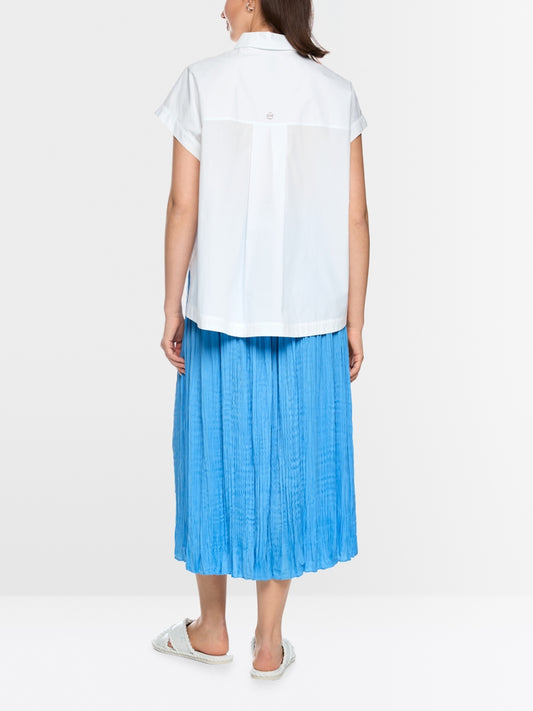 Marc Cain White Short Sleeve Cotton Shirt with Maritime Print