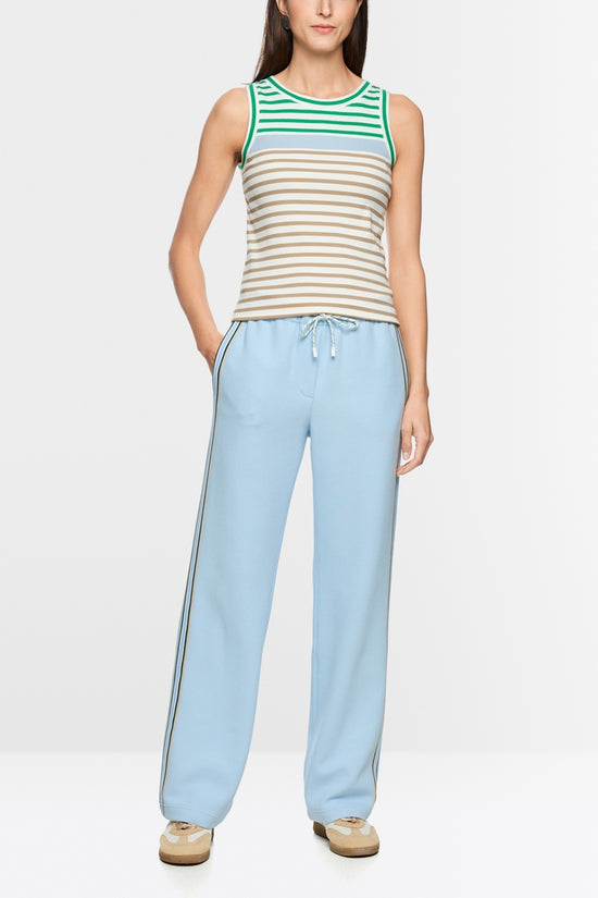 Marc Cain Emerald Striped Sleeveless Stretch Cotton Top AS61.03 J90