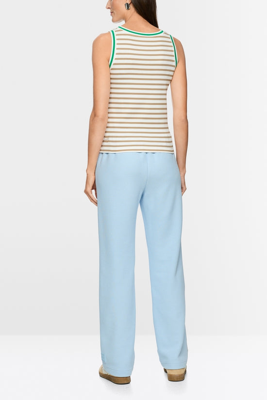 Marc Cain Emerald Striped Sleeveless Stretch Cotton Top AS61.03 J90