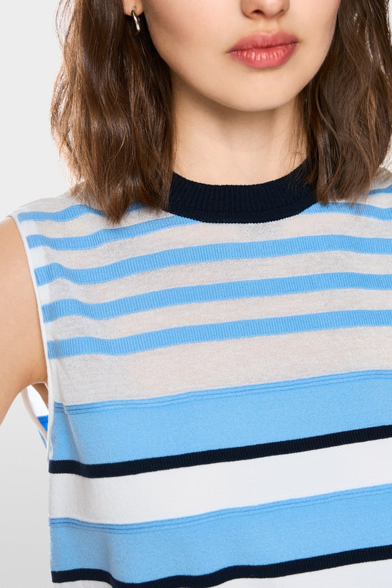 Marc Cain Sports Blue Striped Sleeveless Top