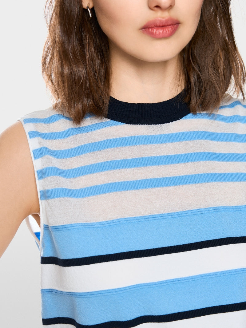 Marc Cain Sports Blue Striped Sleeveless Top