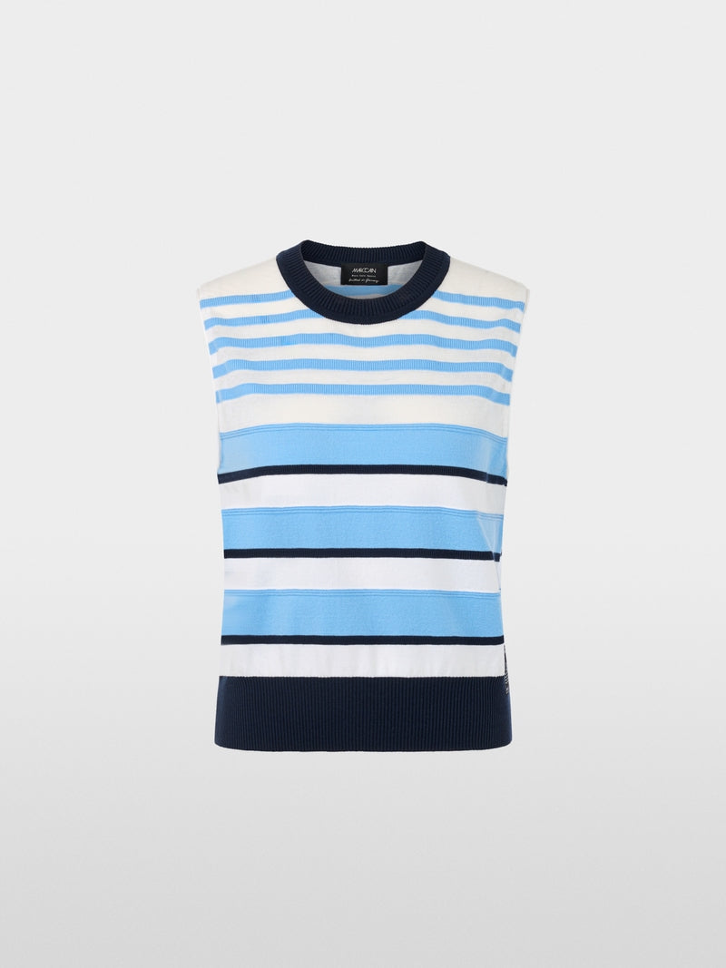 Marc Cain Sports Blue Striped Sleeveless Top