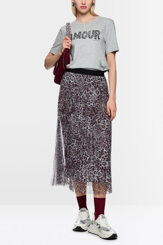 Marc Cain Sports Pleated Leopard Print Midi Skirt AS71.06 W20