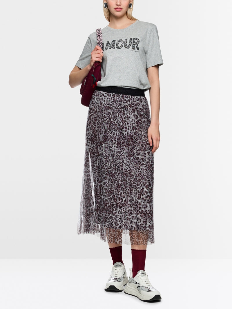 Marc Cain Sports Pleated Leopard Print Midi Skirt AS71.06 W20