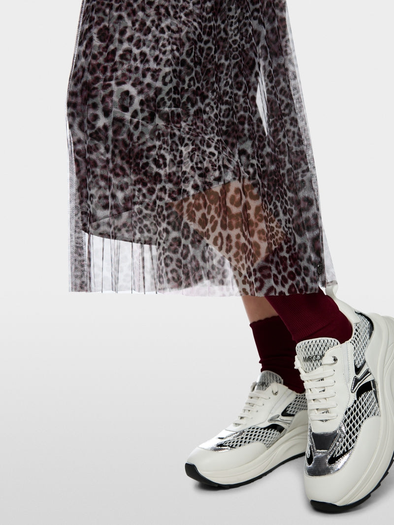 Marc Cain Sports Pleated Leopard Print Midi Skirt AS71.06 W20