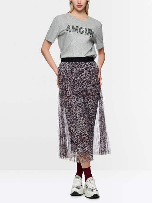 Marc Cain Sports Pleated Leopard Print Midi Skirt AS71.06 W20