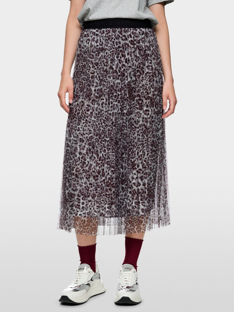 Marc Cain Sports Pleated Leopard Print Midi Skirt AS71.06 W20