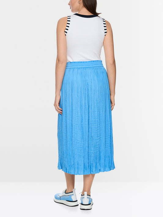 Marc Cain Sports Blue Pleated Midi Skirt with Elasticated Drawstring Waistband AS71.09 W39