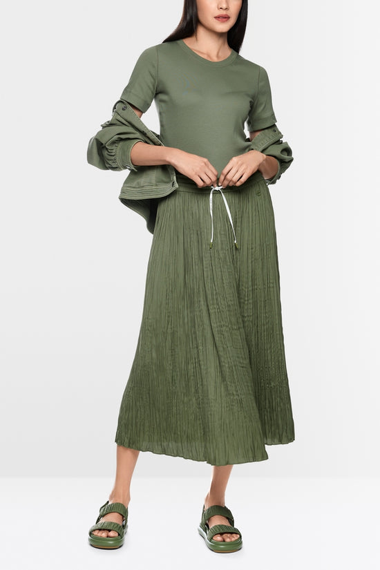 Marc Cain Sports Olive Pleated Midi Skirt